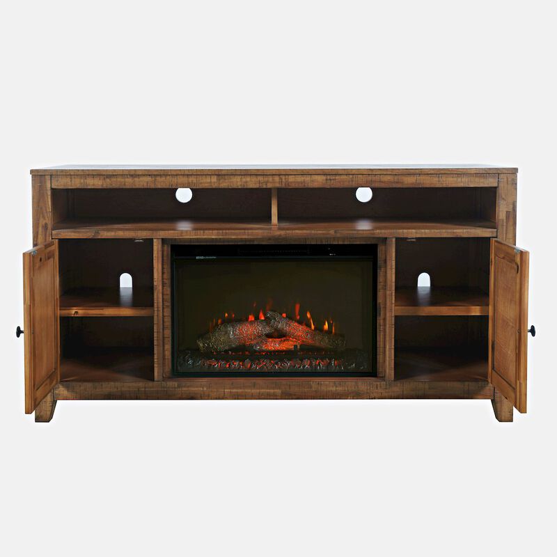 Jofran 60 Chevron Fireplace Storage Console TV Stand