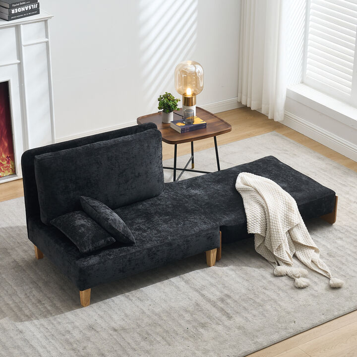 Merax Foldable Chenille Sofa Chair Convertible Futon Sleeper