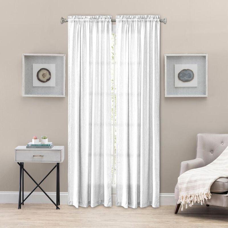 Ellis Curtain Portland Crushed Taffeta Rod Pocket Tailored Panel - 48x84", White