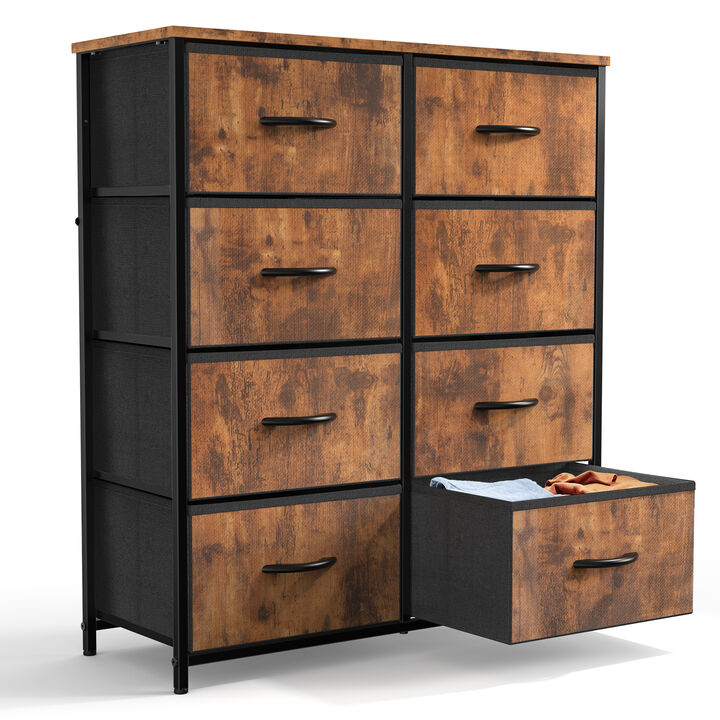 8-Drawer Fabric and Wood Tall Bedroom Dresser