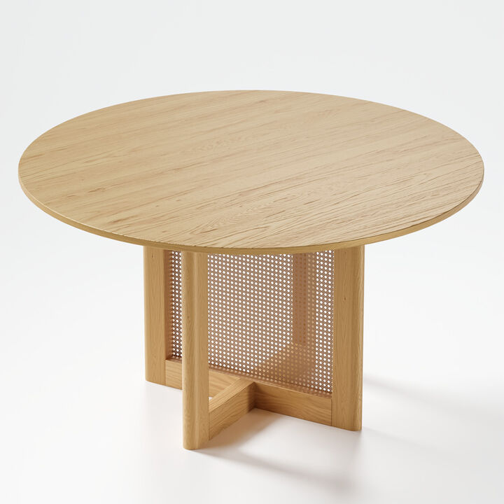 52 Cinna Modern Walnut Oak Wood Round Dining Table （Seats 6）
