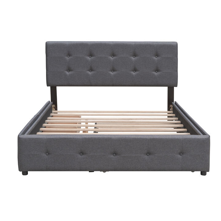 Merax Upholstered Platform Bed with 2 Drawers and 1 Twin XL Trundle