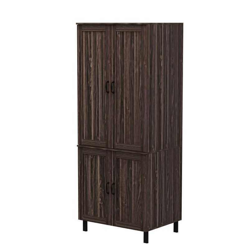 78.7 in. H Brown Wood Grain 4-Door Accent Cabinet Classic Style Kitchen Pantry Storage Cabinet With Adjustable Hinges
