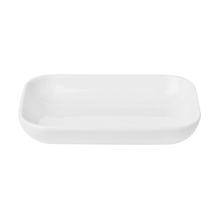Porcelain Santa Monica 5.5" x 4" x h:1" Rectangular White Porcelain Platter (Set of 4)