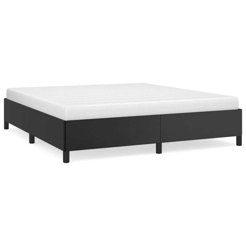 vidaXL Faux Leather Bed Frame in Black - King Sized Platform with Sturdy Plywood and Engineered Wood