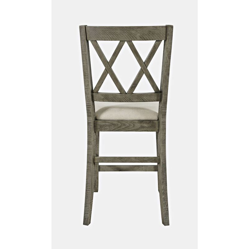 Jofran Telluride Rustic Farmhouse Solid Wood Upholstered Counter Stool (Set of 2)