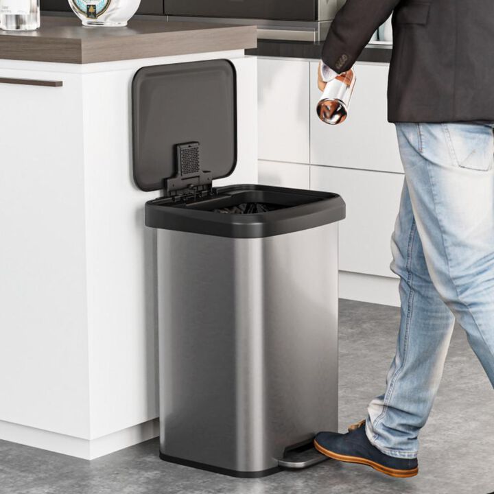 Hivvago 13.2 Gallon Step Trash Can with Soft Close Lid and Deodorizer Compartment
