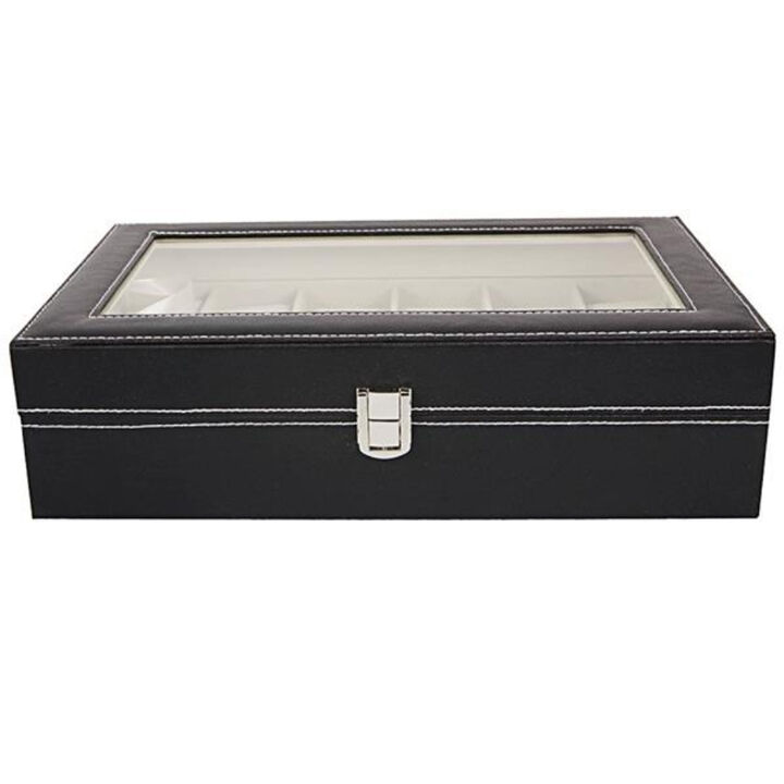 Luxury Leather Watch Box, 12 Compartments with Top-Level Opening for Watch Collection