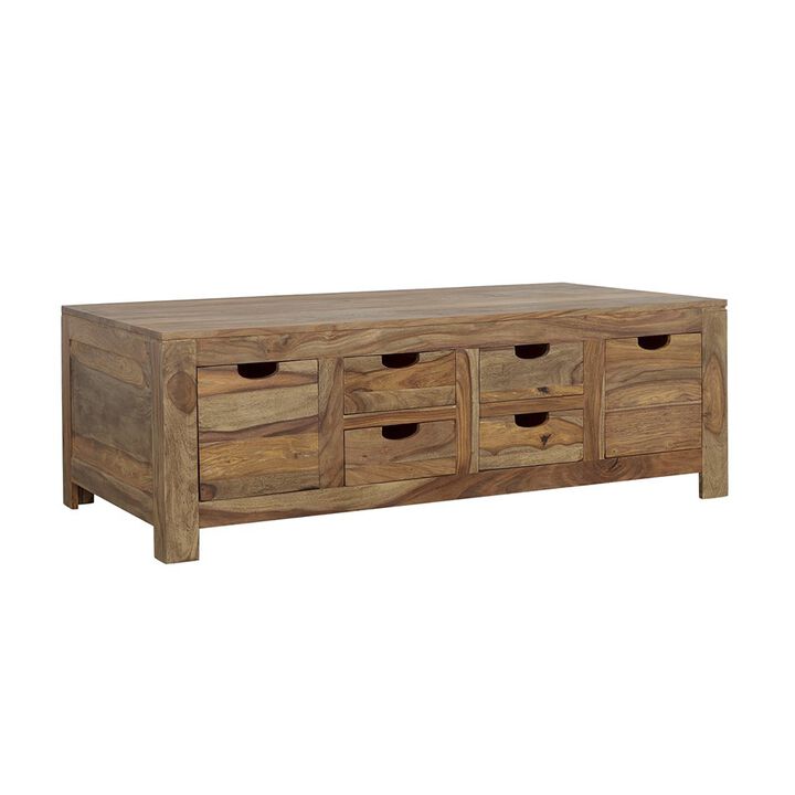 Coaster Co. of America Esther 6-drawer Solid Wood Coffee Table Natural Sheesham