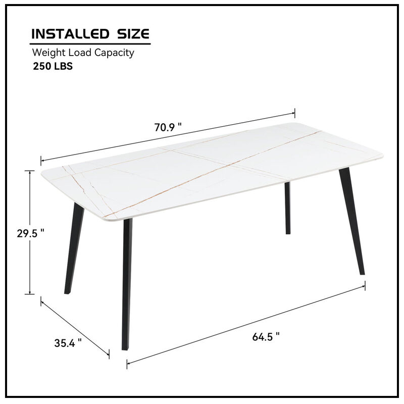 Porcelain Dining Table White 70"