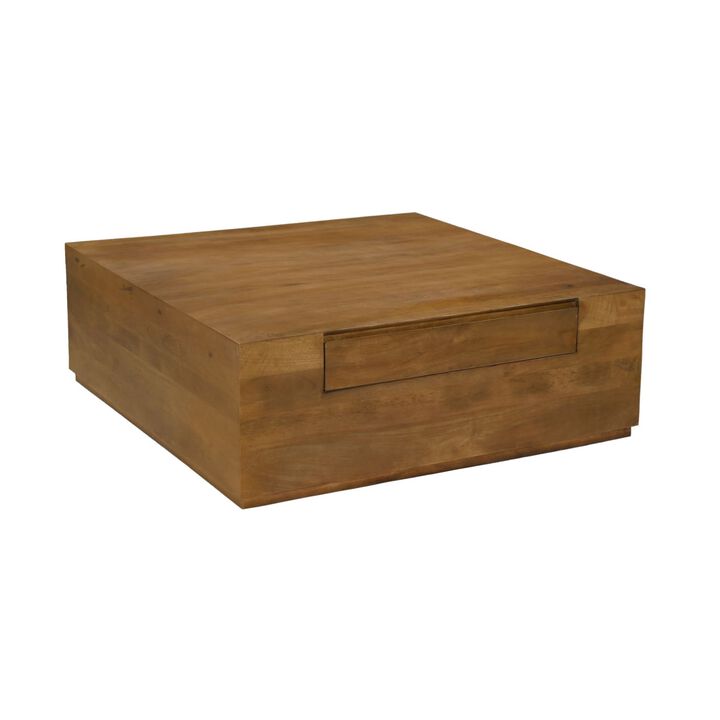 Flagstaff Square Cocktail Table in Spice Tan with 2-Drawers