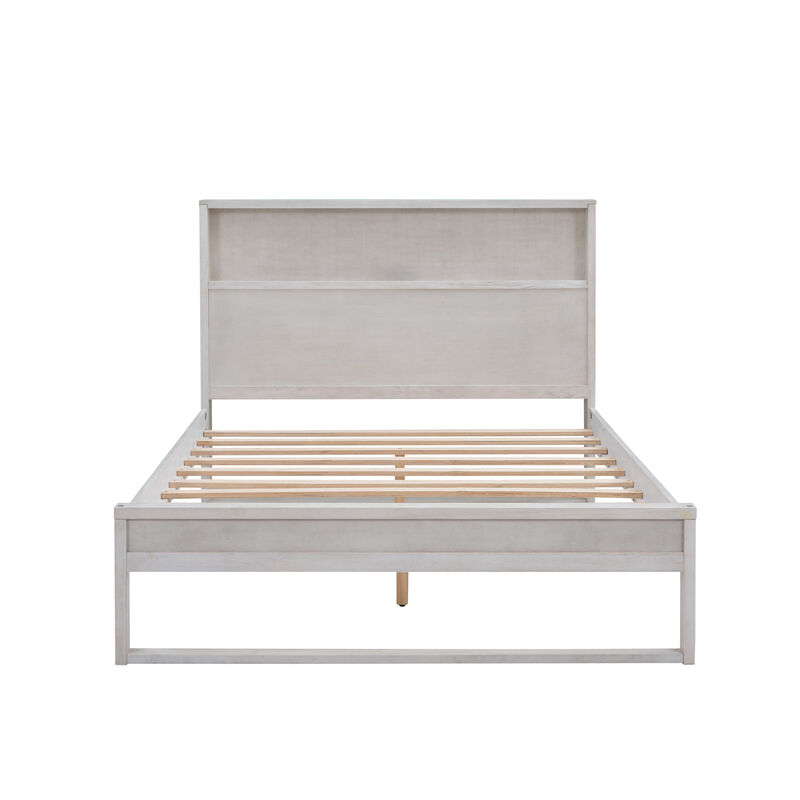 Platform Bed With Storage Headboard, Sockets And USB Ports, Full Size Platform Bed