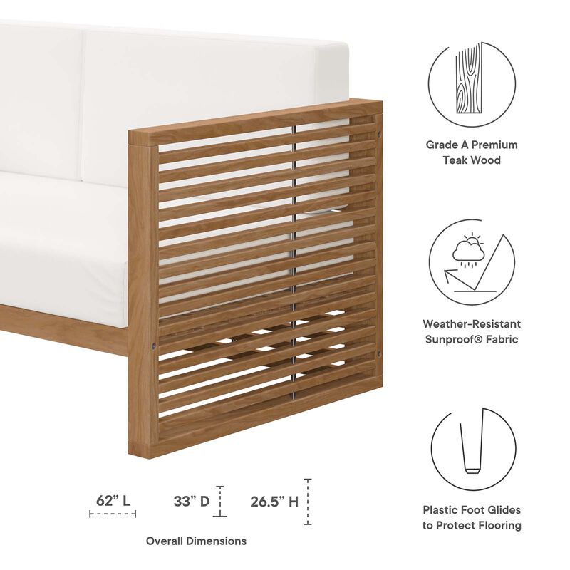 Modway - Carlsbad Teak Wood Outdoor Patio Loveseat
