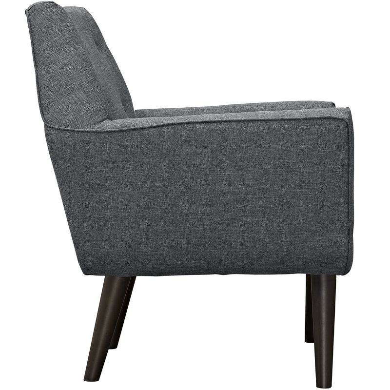 Modway Posit Mid-Century Modern Fabric Upholstered Accent Lounge Arm Chair In Gray