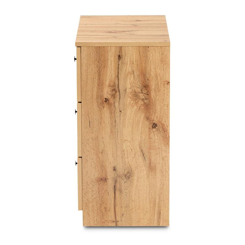Baxton Studio Decon Modern and Contemporary Oak Brown Finished Wood 3-Drawer Storage Chest