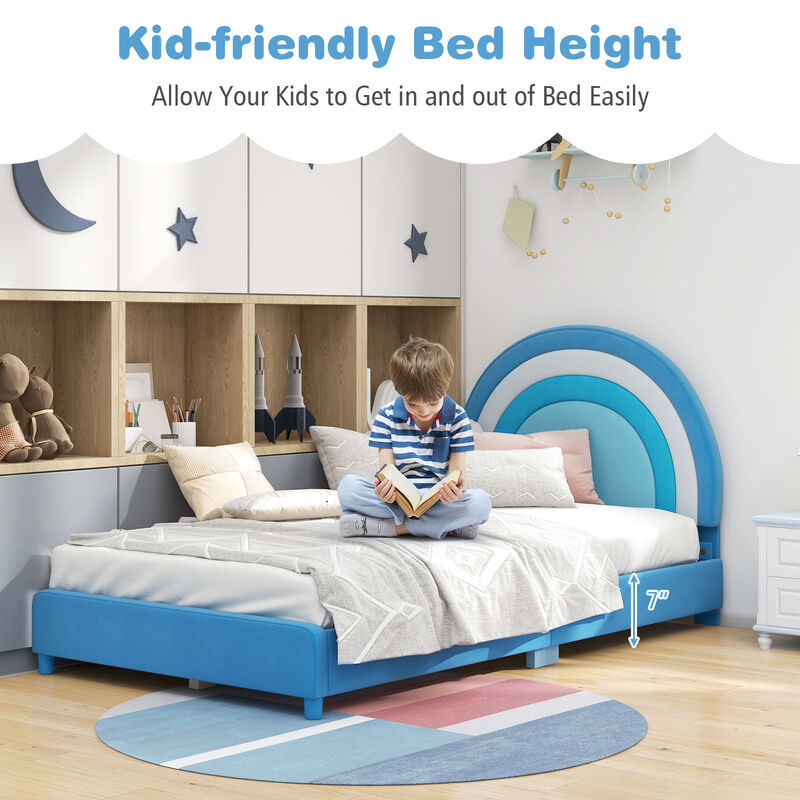 Height-Adjustable Headboard Bed Frame with Sturdy Wooden Slats, Modern Platform Design for Comfort and Support