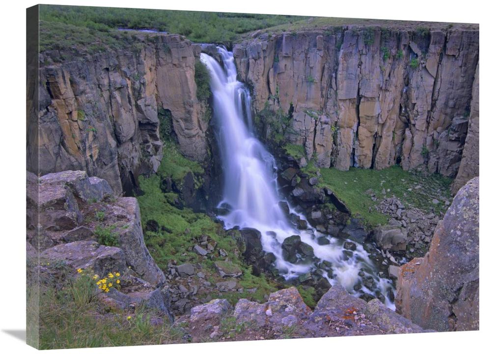 North Clear Creek Falls cascading down cliff, Colorado-Canvas Art-32x24