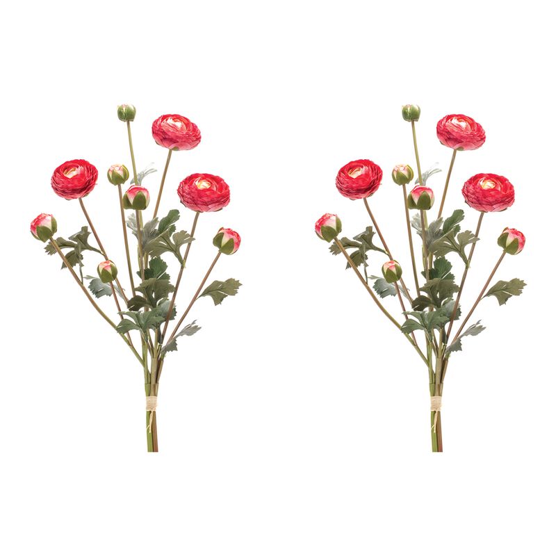 Ranunculus Artificial Flower Bundle for Elegant Home Décor and Floral Arrangements (Set of 2)