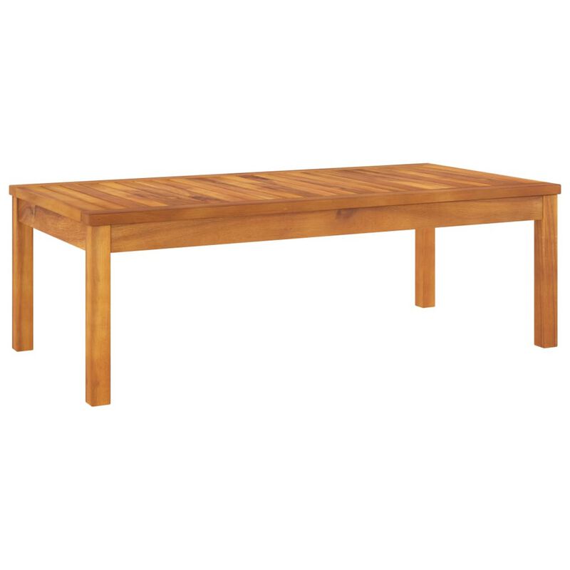 Roma 4pc Modular Outdoor Sofa and Table Set, Solid Acacia Wood, White - Benzara