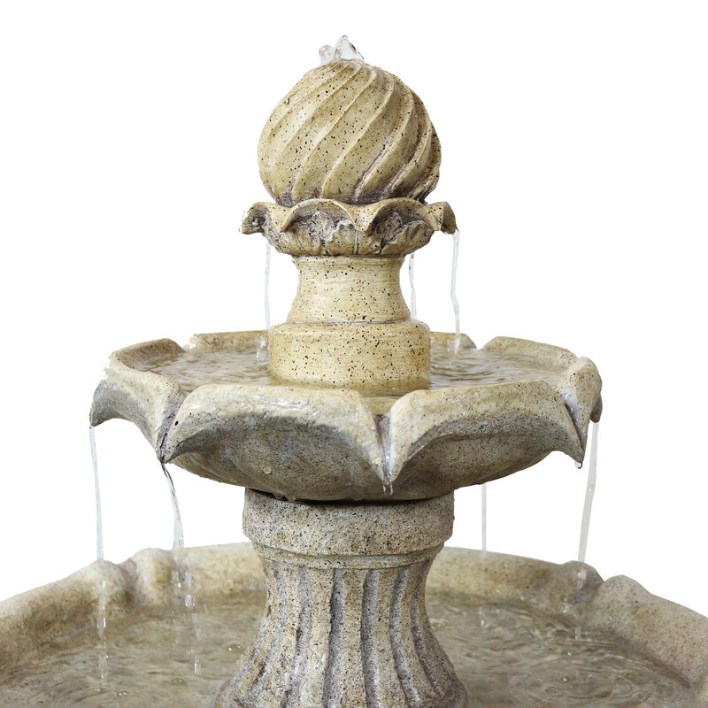 Sunnydaze Arcade Resin Outdoor 2-Tier Solar Fountain with Battery