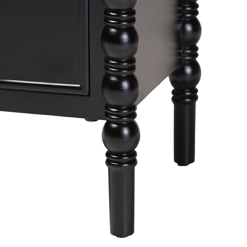 Baxton Studio Malinda Classic Black Wood 2 Drawer End Table with Spindle Legs