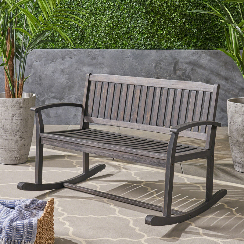 Merax Modern Nursery Rocking Loveseat Wooden Chair