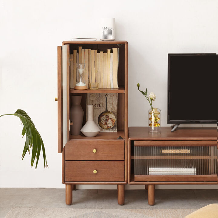 Vintage Walnut Free-Standing Corner Cabinet