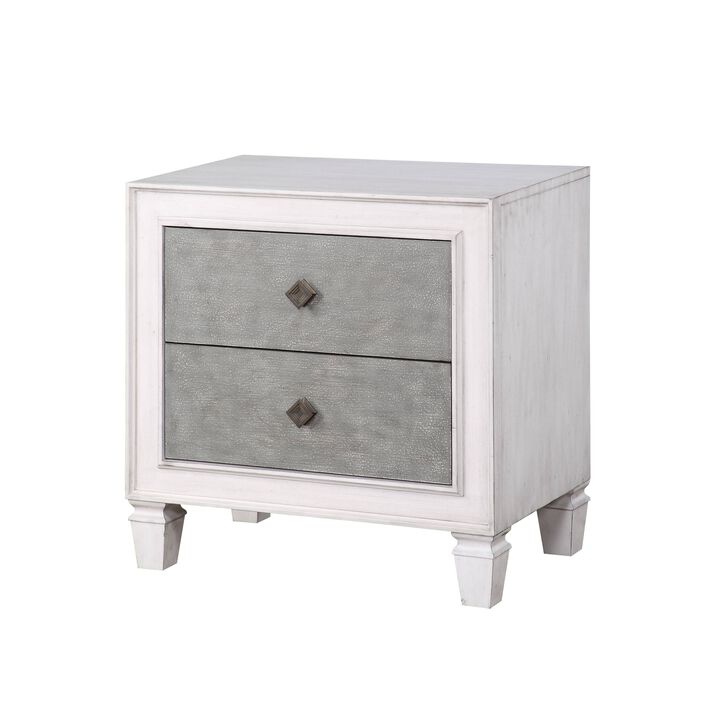 ACME Katia Nightstand, Rustic Gray & Weathered White Finish