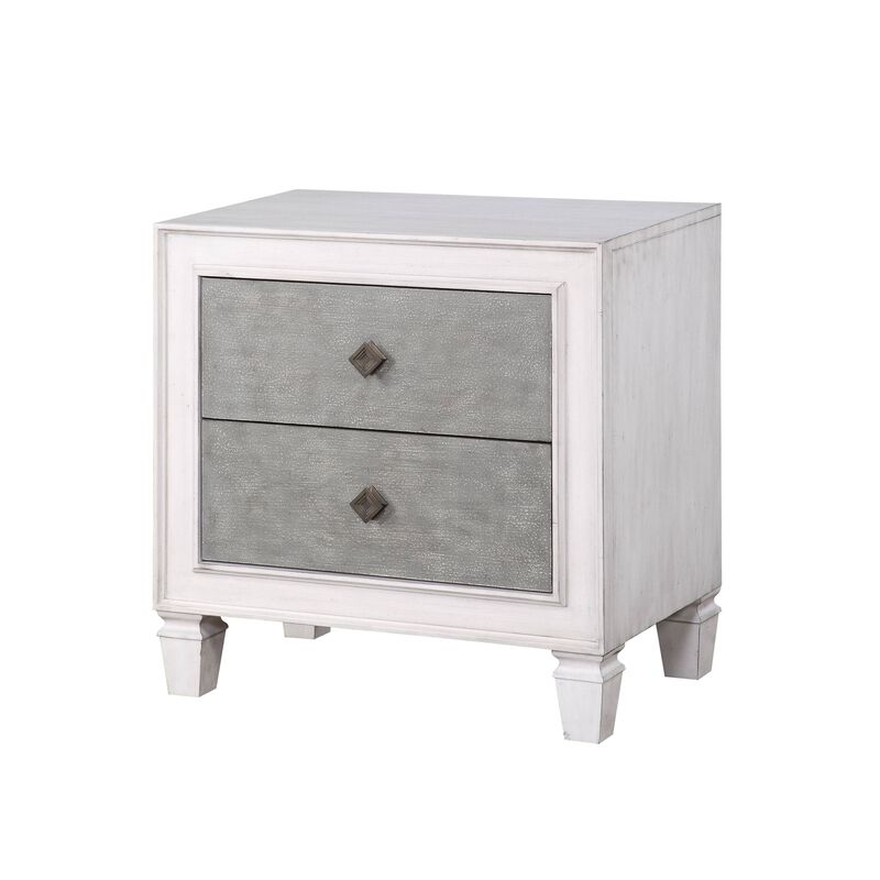ACME Katia Nightstand, Rustic Gray & Weathered White Finish
