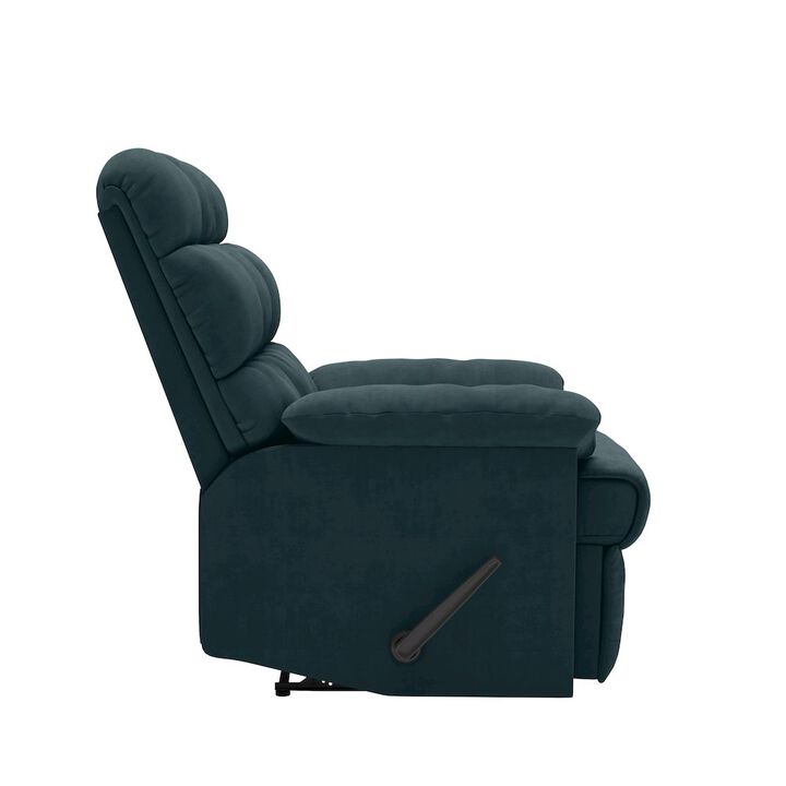ProLounger Wall Hugger Recliner in Blue Microfiber with Square Tufted Back