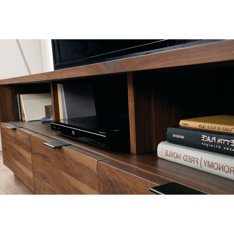 Hivvago Modern Walnut Finish TV Stand Entertainment Center   Fits up to 70 inch TV