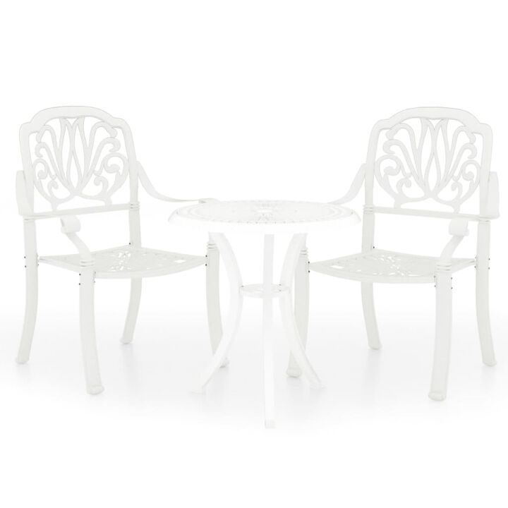 vidaXL 3 Piece Bistro Set Cast Aluminum White