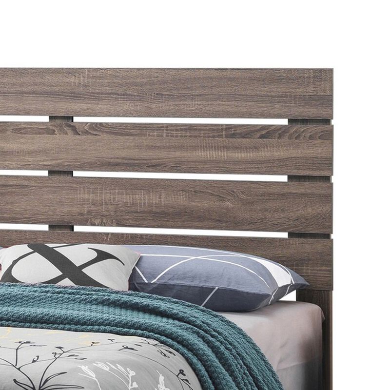 Eastern King Bed with Panel Headboard and Footboard, Brown-Benzara