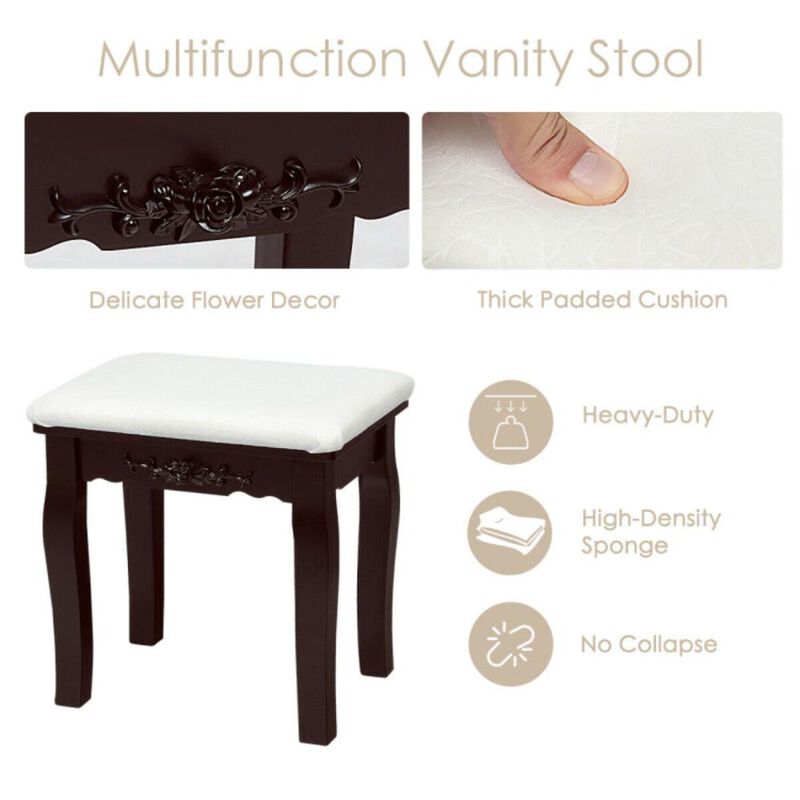 Hivvago 10 Dimmable Lights Vanity Table Set with Lighted Mirror and Cushioned Stool