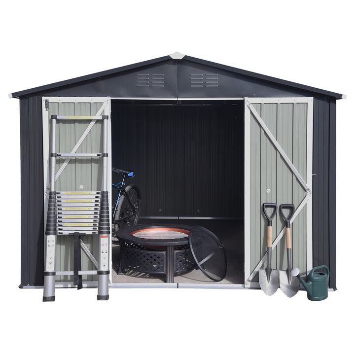 Metal Garden Sheds 10FTx8FT Outdoor Storage Sheds Darkgrey