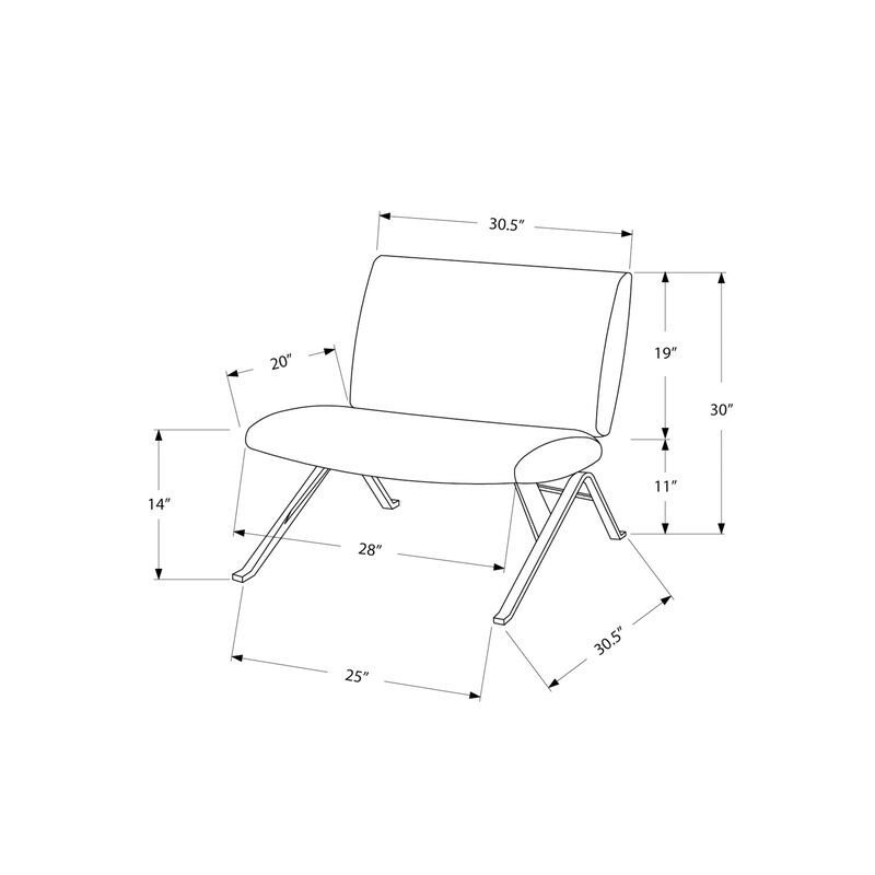 Monarch Specialties I 8136 Accent Chair, Armless, Fabric, Living Room, Bedroom, Fabric, Metal, Green, Chrome, Contemporary, Modern
