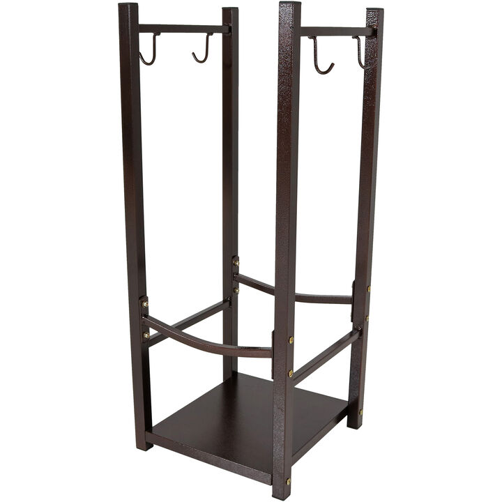 Sunnydaze 32 in Steel Firewood Log Rack with Tool Holders