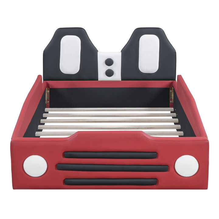 Merax Race Car-Shaped Platform Bed with Wheels