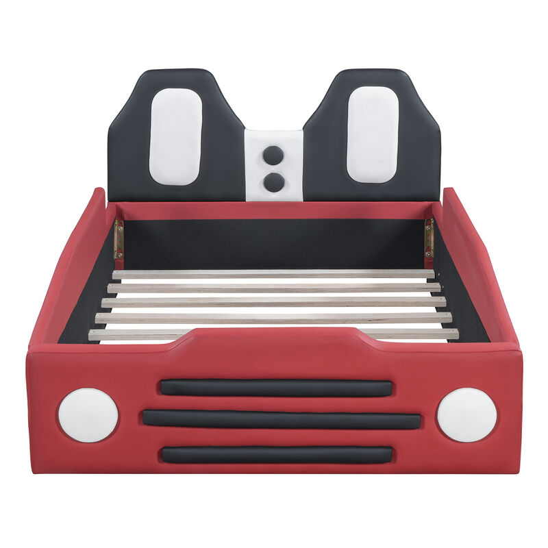 Merax Race Car-Shaped Platform Bed with Wheels