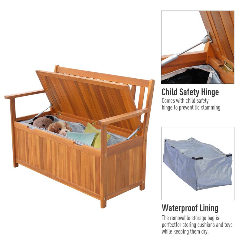 Multipurpose Outdoor Chest: 41 Gallon Teak Deck Box with PE Lining