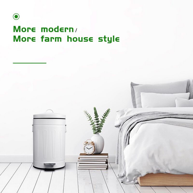 3+12 Liter New York Style Round Trash Can Combo White