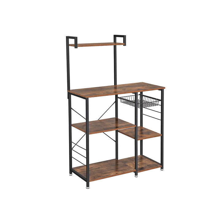 Baker’s Rack with Shelves, Kitchen Shelf with Wire Basket