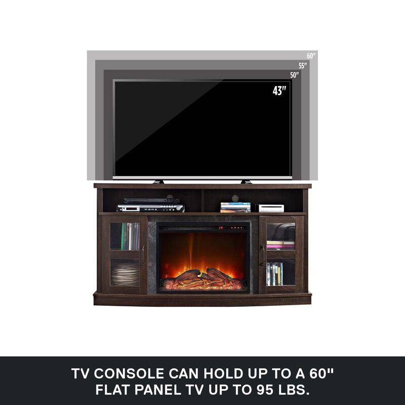 Barrow Creek Fireplace Space Heater Console with Glass Doors for TVs up to 60"