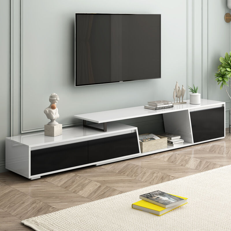 Rectangle TV Stand, 2 Drawers, 1 Cabinet, Up to 100"