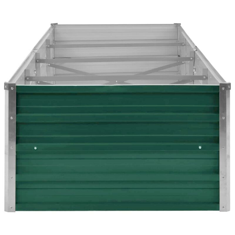 Outdoor Raised Garden Flower Bed, 126 Inch Green Galvanized Steel - Benzara