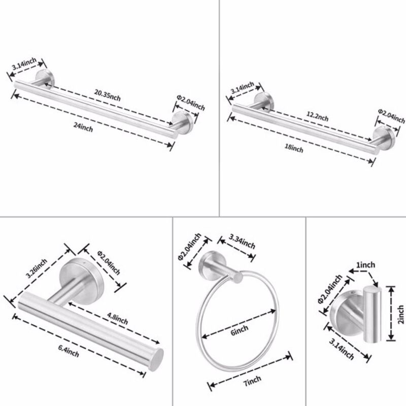 6-Piece Bathroom Towel Rack Set Wall-Mounted Organizer for Towels and Bathroom Storage