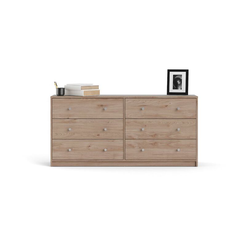 Tvilum Portland 6 Drawer Double Dresser, Jackson Hickory