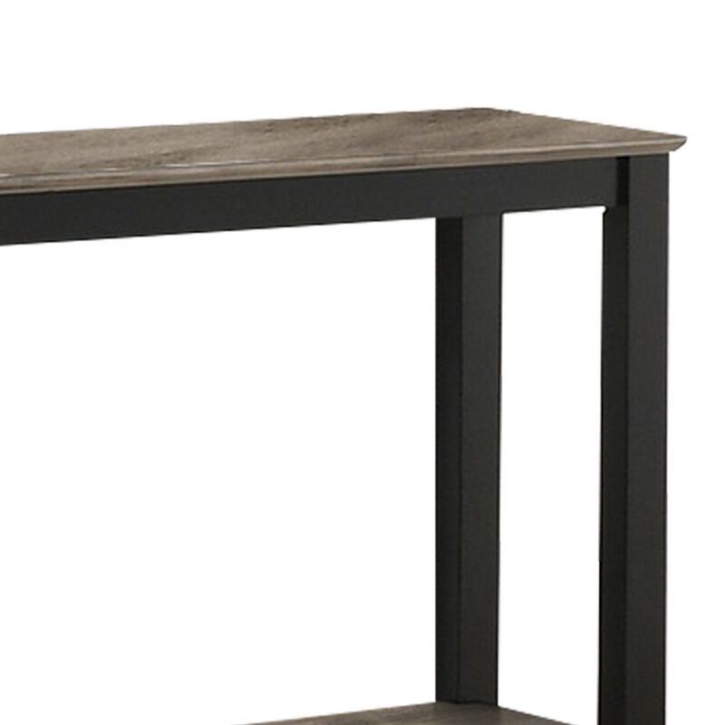 Wooden Console Table with One Open Shelf, Black and Gray-Benzara