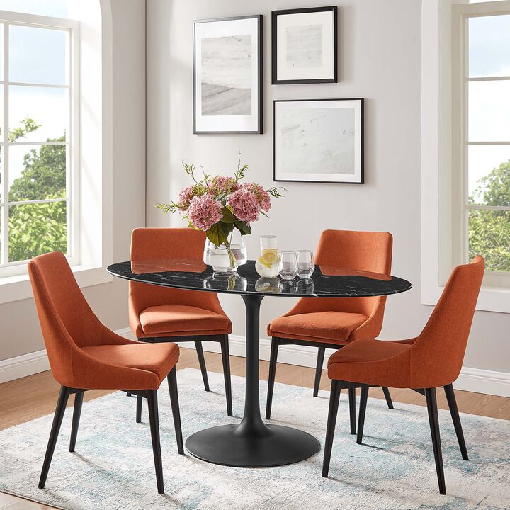 Modway - Lippa 60" Oval Artificial Marble Dining Table Black Black