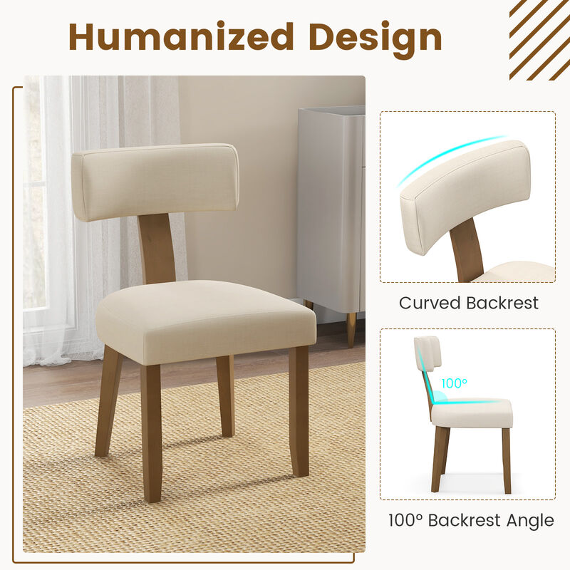 Dining Chairs Set of 2 with Curved Backrest Padded Seat